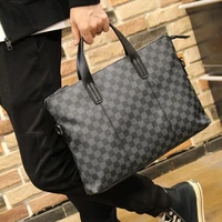 2022 new korean office mens handbag single shoulder cross lattice fashion trend lattice computer briefcase