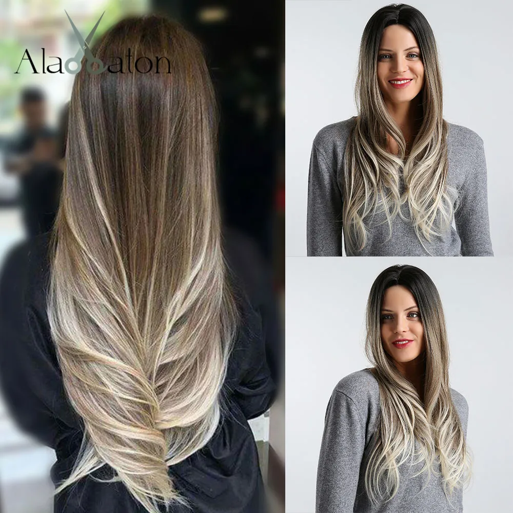 ALAN EATON длинные черные коричневые пепельно серые волнистые парики для женщин