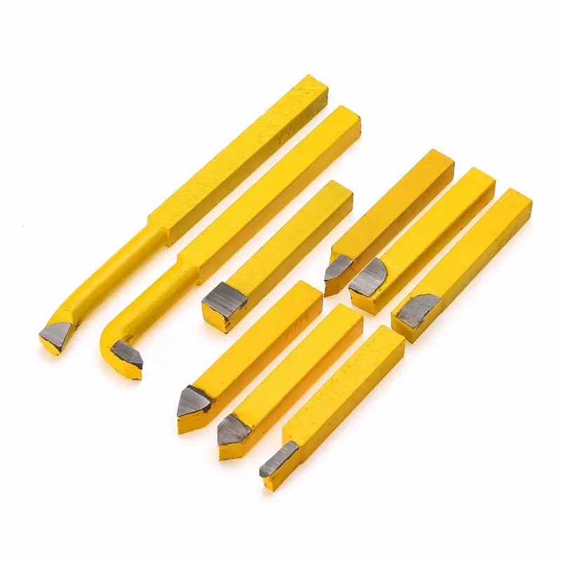 

9pcs/Set YW1 Carbide Brazed Tip Tipped Lathe Cutter Tools 8x8mm Shank High Hardness Turning Milling Welding Bit
