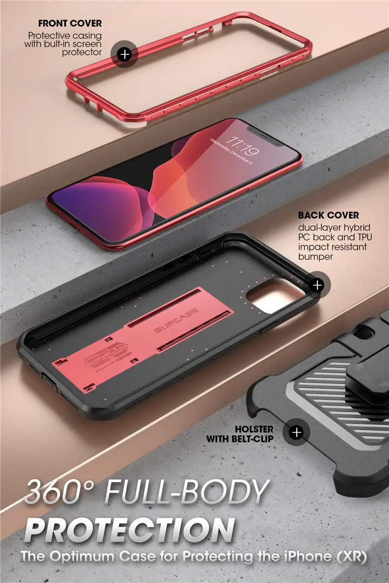 Для iPhone 11 Pro Max чехол 6,"() SUP чехол UB Pro цельная прочная кобура Чехол со встроенной защитной пленкой и подставкой