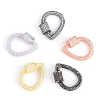 2pcs drop jewelry clasps copper connector micro pave cz lock carabiner for jewelry making