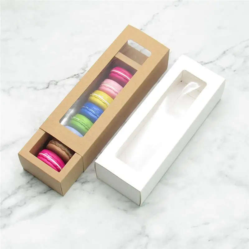 10pcs Macaron PVC Box With Clear Window Paper Packaging Cookie Containers for Wedding Birthday Party | Дом и сад