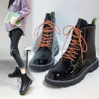 Женские ботинки 2021, модные радужные ботинки на щиколотке для женщин, кожаная обувь, теплые удобные плюшевые ботинки, женские ботинки на шнуровке 35-46