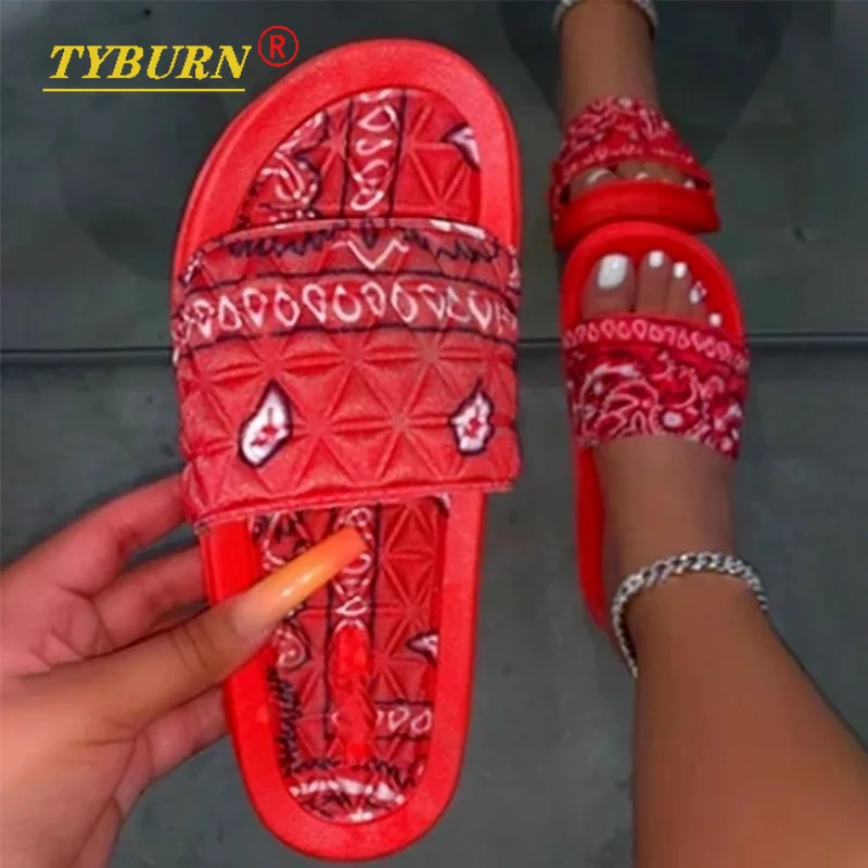 

Женские удобные тапочки без шнуровки, пляжная обувь для улицы, красные шлепанцы, летние шлепанцы с открытым носком, Нескользящие, женские са...