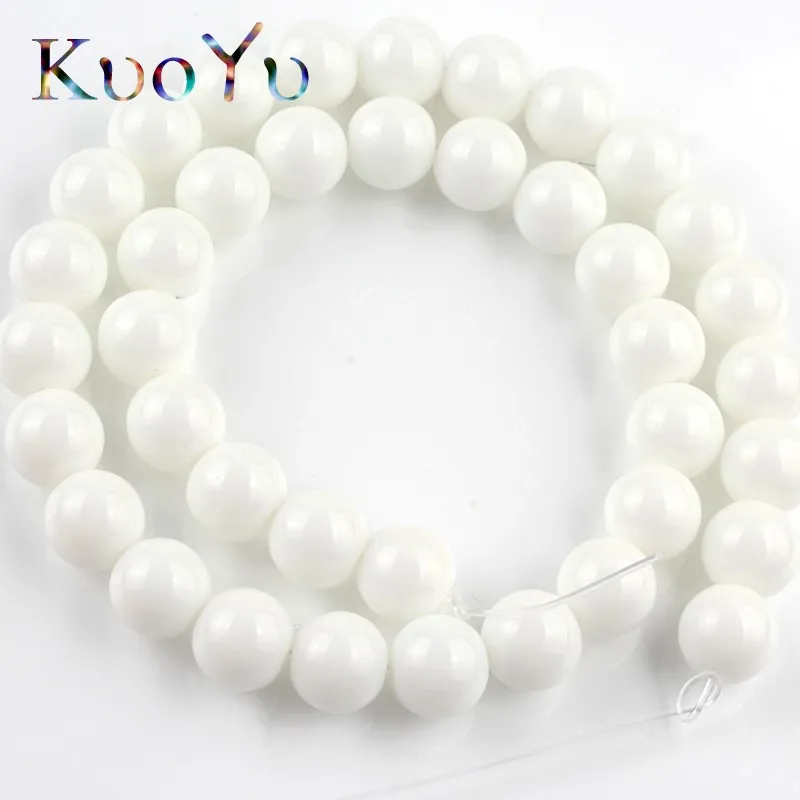 Бусины из натурального камня зеркальные белые круглые бусины разделители для