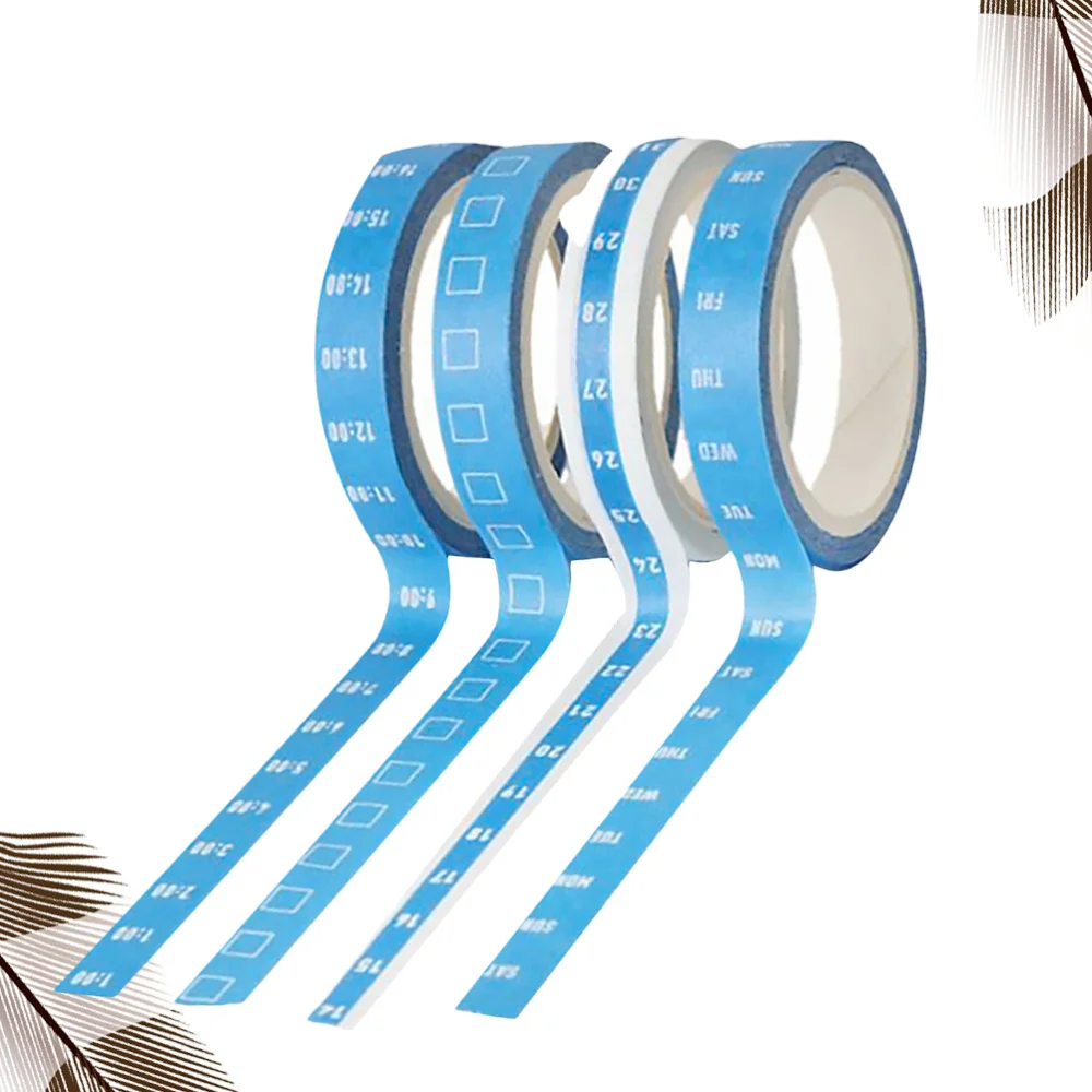 

8pcs Timeline Tape Weekly Date Hourly Plan Washi Tape Efficiency Decorative Masking Tapes Scrapbooking Sticker (Blue)