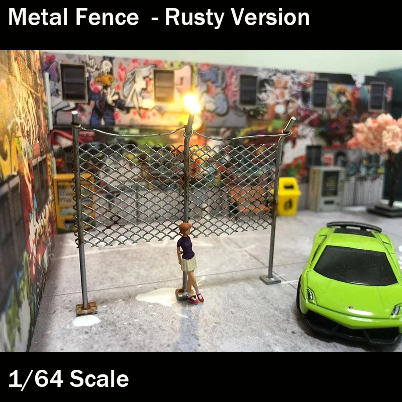 

DIY 1/64 Model Metal Fence Display Rusty Version Photo Miniature Display Tools Die-Cast