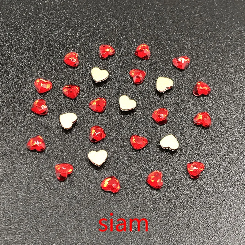 30/100 шт. стеклянные блестящие камни в форме сердца 3 мм