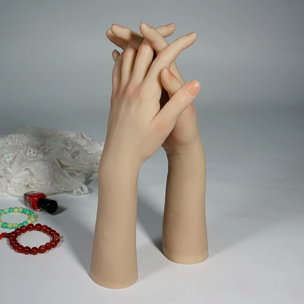 

Set of 2 Flexible Bendable Mannequin Hand, Nail Art Training Practice Ring Jewelry Display Holder - Multi Functional