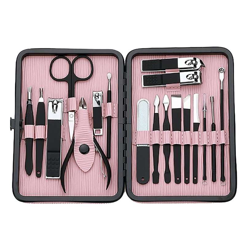 

18 шт профессиональный маникюрный набор для педикюра, ножницы, пинцет для бровей резак машинки для стрижки ногтей Нержавеющая сталь по уход...