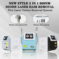 free shipping 2in1 808nm permanent diode laser hair removalndyag q switch 532 755 1064 1320 nm tattoo removal beauty machine