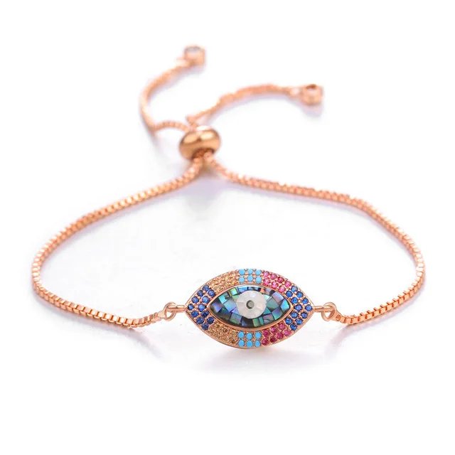 New evil eye JUWANG Турецкий Дурной глаз браслеты для женщин микро проложить Циркон Шарм регулируемые цепи Мода ручной работы ювелирные изделия подарок - Окраска металла: New evil eye