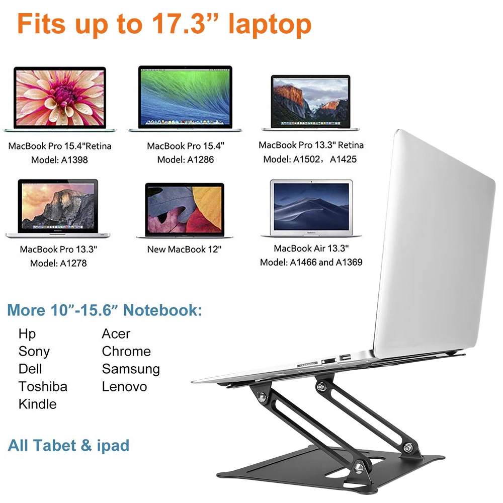 Складная подставка для ноутбука с тепловым отверстием регулируемая алюминиевая