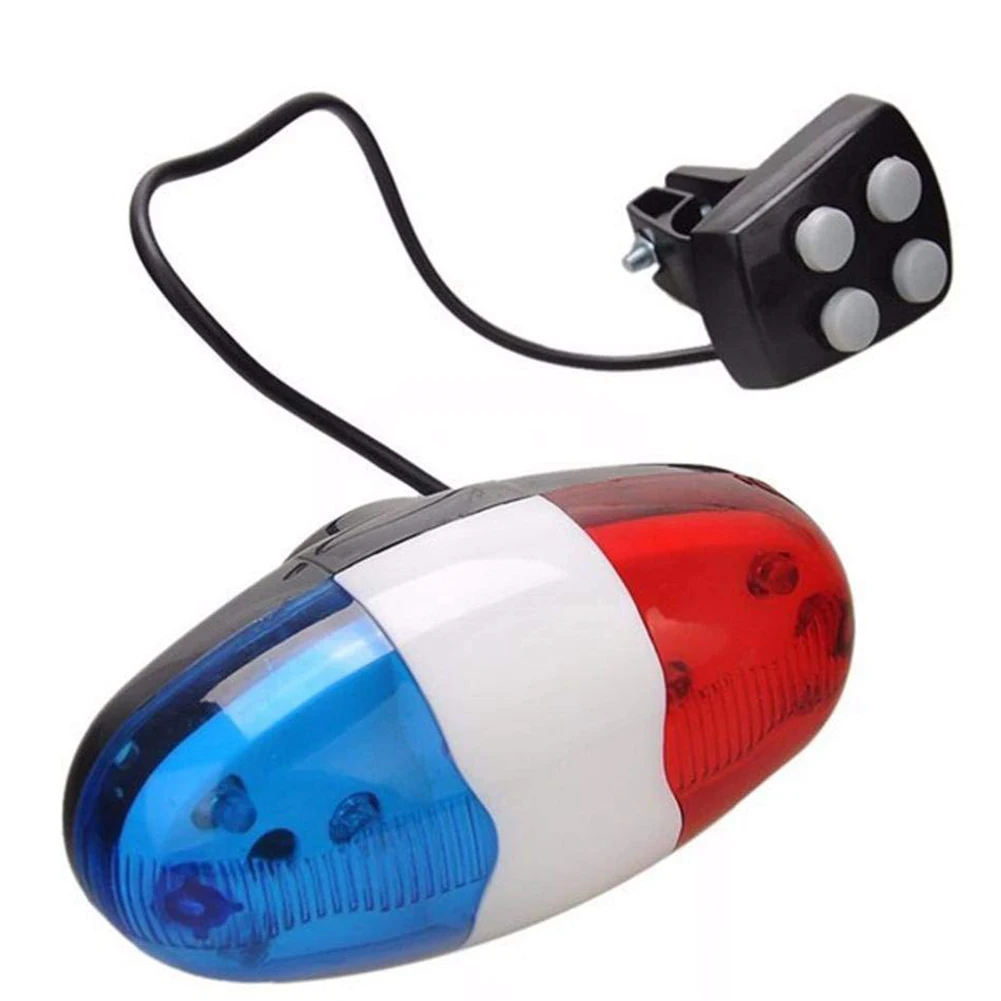 

6 LEDs Bike Light Electronic Horn 4 Tone Sounds Bicycles Bell Police Siren Trumpet for Kid's Scooter Bicycle Accessories