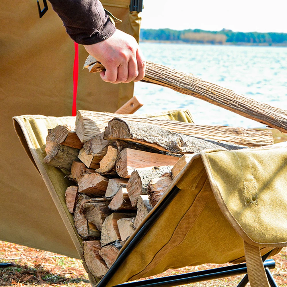 

Outdoor Camping Traveling Firewood Carrier Bag Portable Canvas Log Rack Bracket Hiking Dampproof Log Carrier Pouch
