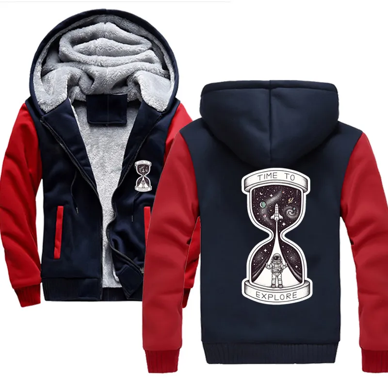 

Time to Explore Men Thick Warm Hoodie Sports Casual Wear Zipper Fashion Hoodies Fleece Jacket Fall Sweatshirts Winter Coat