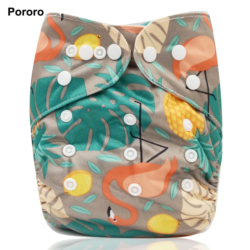 Бренд PORORO, все в одном размере, многоразовые карманные подгузники с застежкой на кнопке, супер мягкая детская Пеленка из моющейся ткани, подгузник