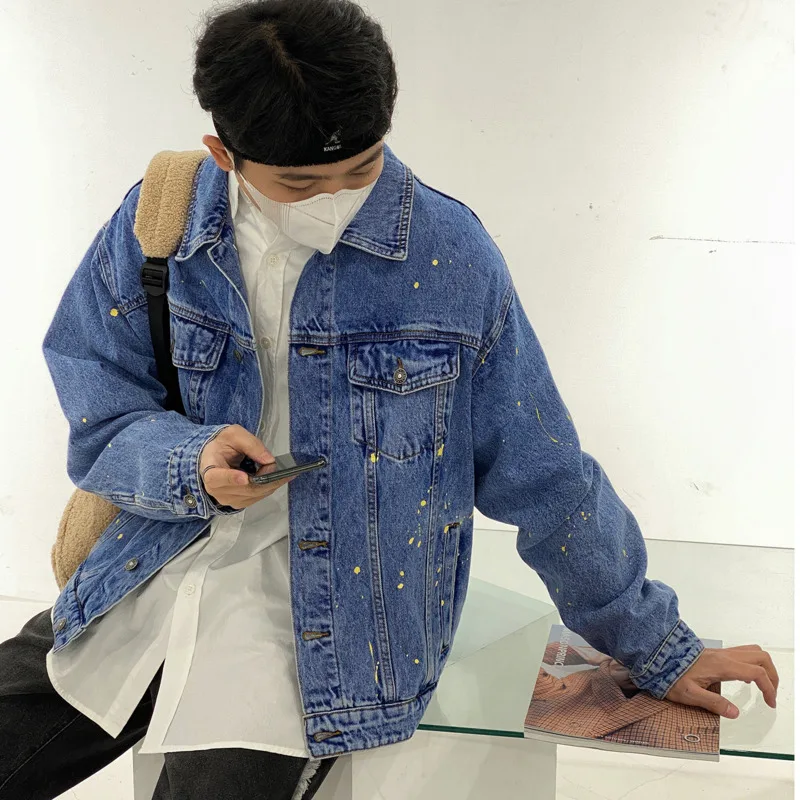 

IEFB Men's Denim Jacket Korean Wash Jeans Short Coat Single Breasted Long Sleeve Streetwear Fashion Clothes 2021 New 9Y6197