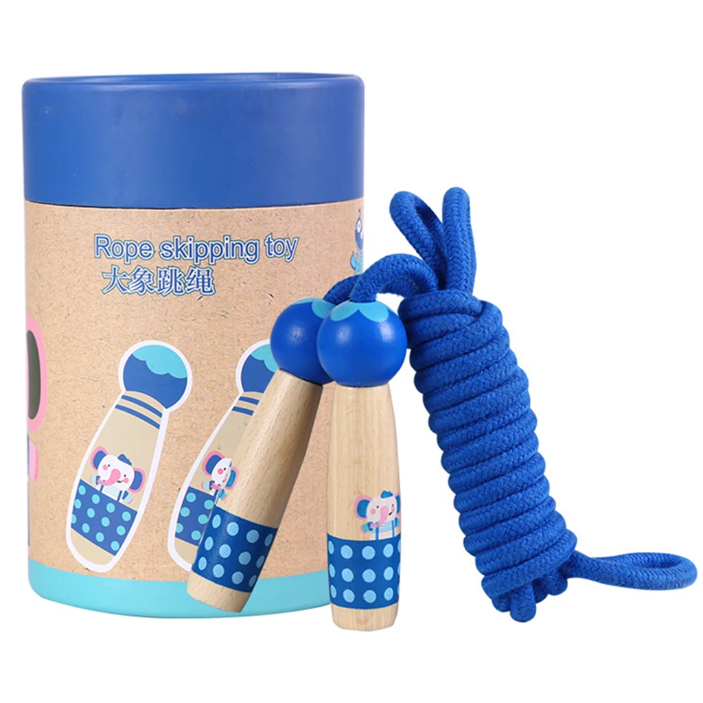 Регулируемая Скакалка с синей деревянной ручкой и ящиком для хранения на