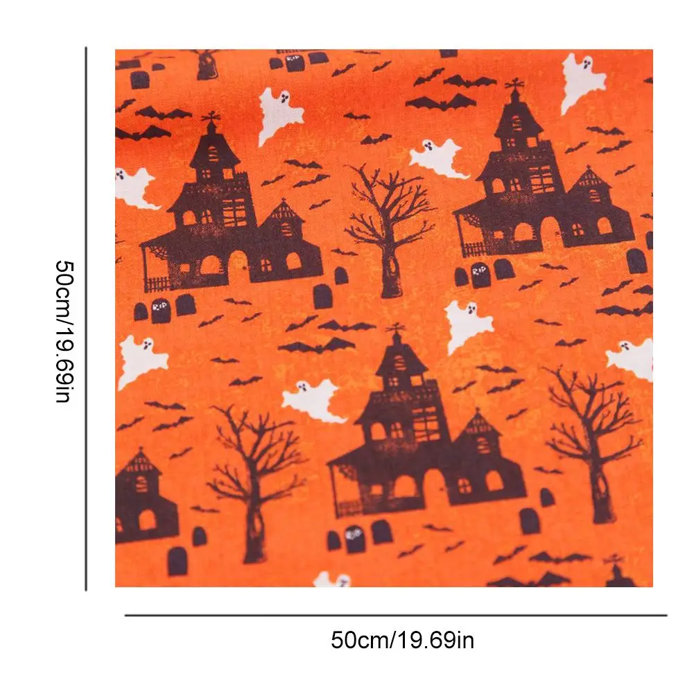 

8pcs Halloween Pumpkin Cotton Fabric Skeleton Bundle Patchwork DIY Pillow Cloth Sewing Accessories Party Home Decor 50x50cm