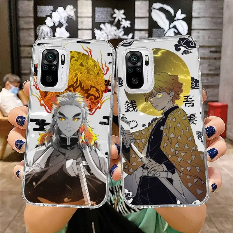 

Demon Slayer Phone Case For Xiaomi 11 Redmi Note 10 9 8 7 pro lite T A S 10T 9A 9S 8T Pro 4G Transparent Coque Funda