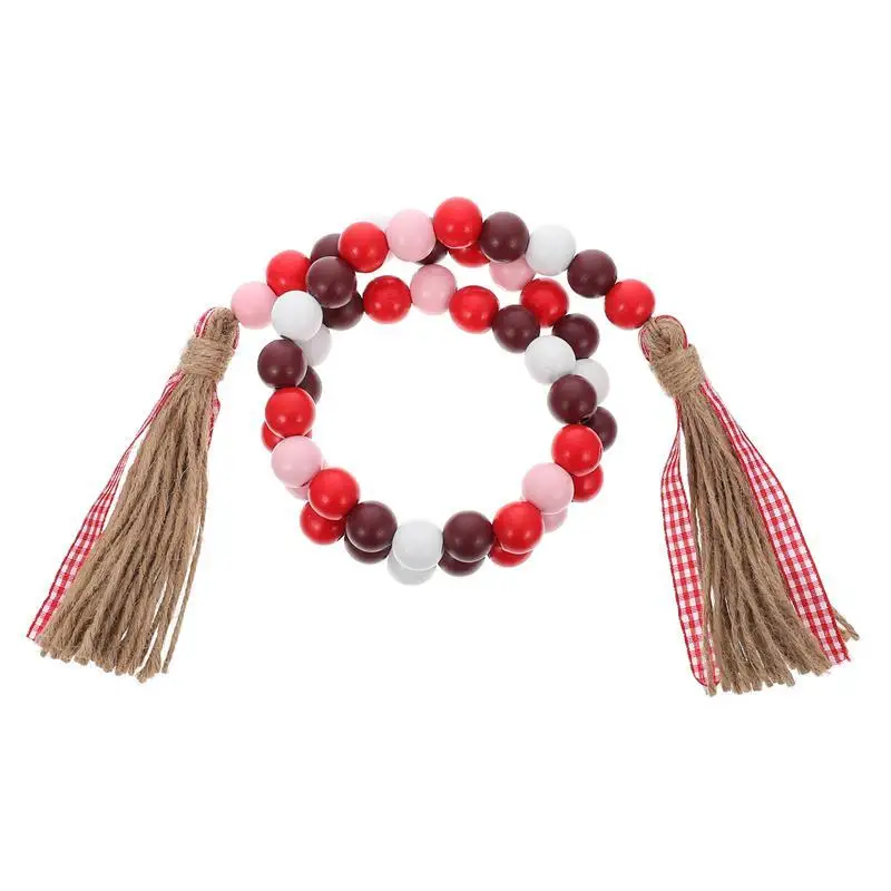 

1Pc Pastoral Style Nature Wood Beads String With Tassel Hanging Decoration Garden Decoration Accessories Yard Garden Decor