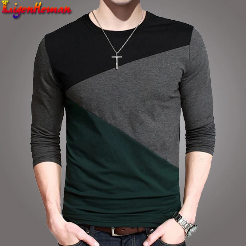 Длинная черно серая Лоскутная футболка с круглым вырезом в винтажном стиле