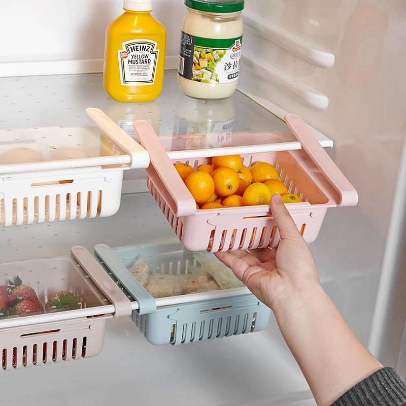 1/2Pcs Kitchen Organizer Stretchable Refrigerator Storage Rack Food Baskets Fridge Container Space Saver Pull-out Drawer | Дом и сад