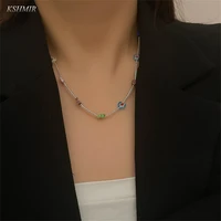 simple design flower love rice bead necklace clavicle women 2022 new spring and summer flower neck necklace