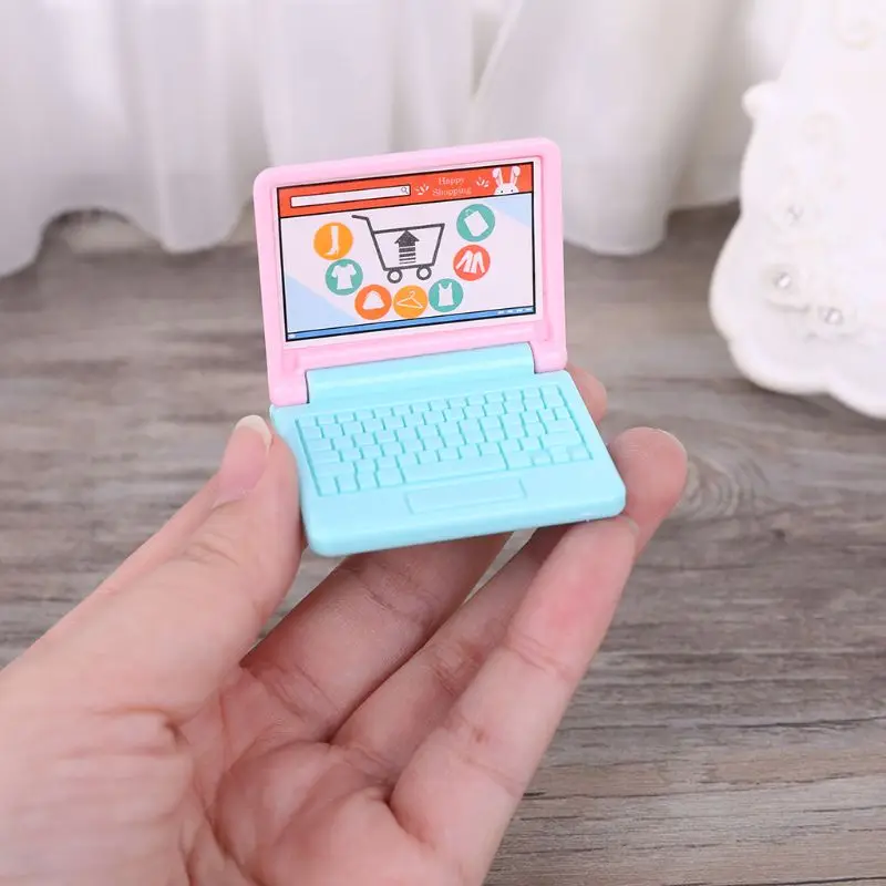 Casa de mu&ntilde;ecas creativa en miniatura para ni&ntilde;os, l&aacute;mpara de escritorio de computadora port&aacute;til moderna, muebles, juguete de imitaci&oacute;n-5