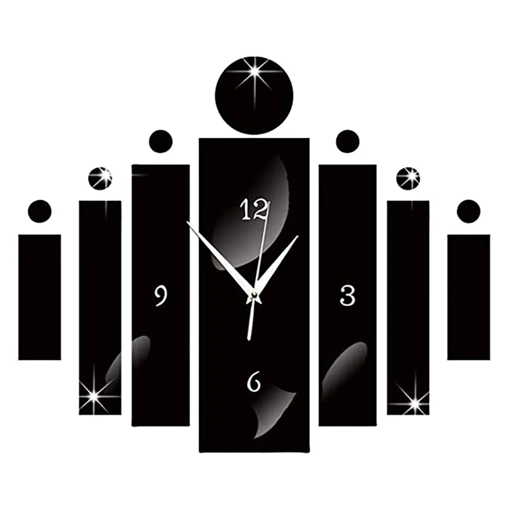 Роскошные 3D зеркальные серебряные настенные часы современный дизайн домашний