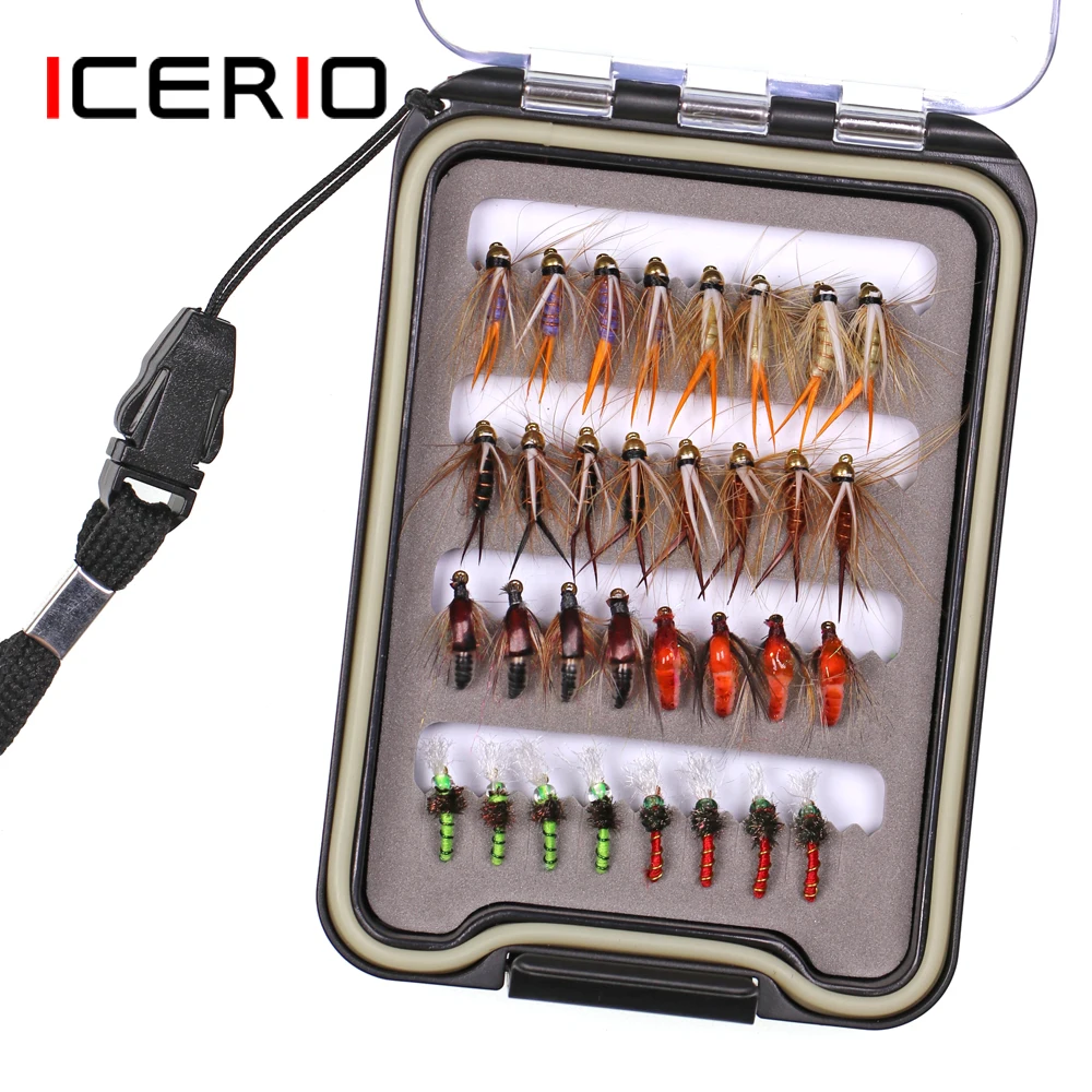 ICERIO набор мушек 32 шт. для ловли форели|Наживки рыбной ловли| |