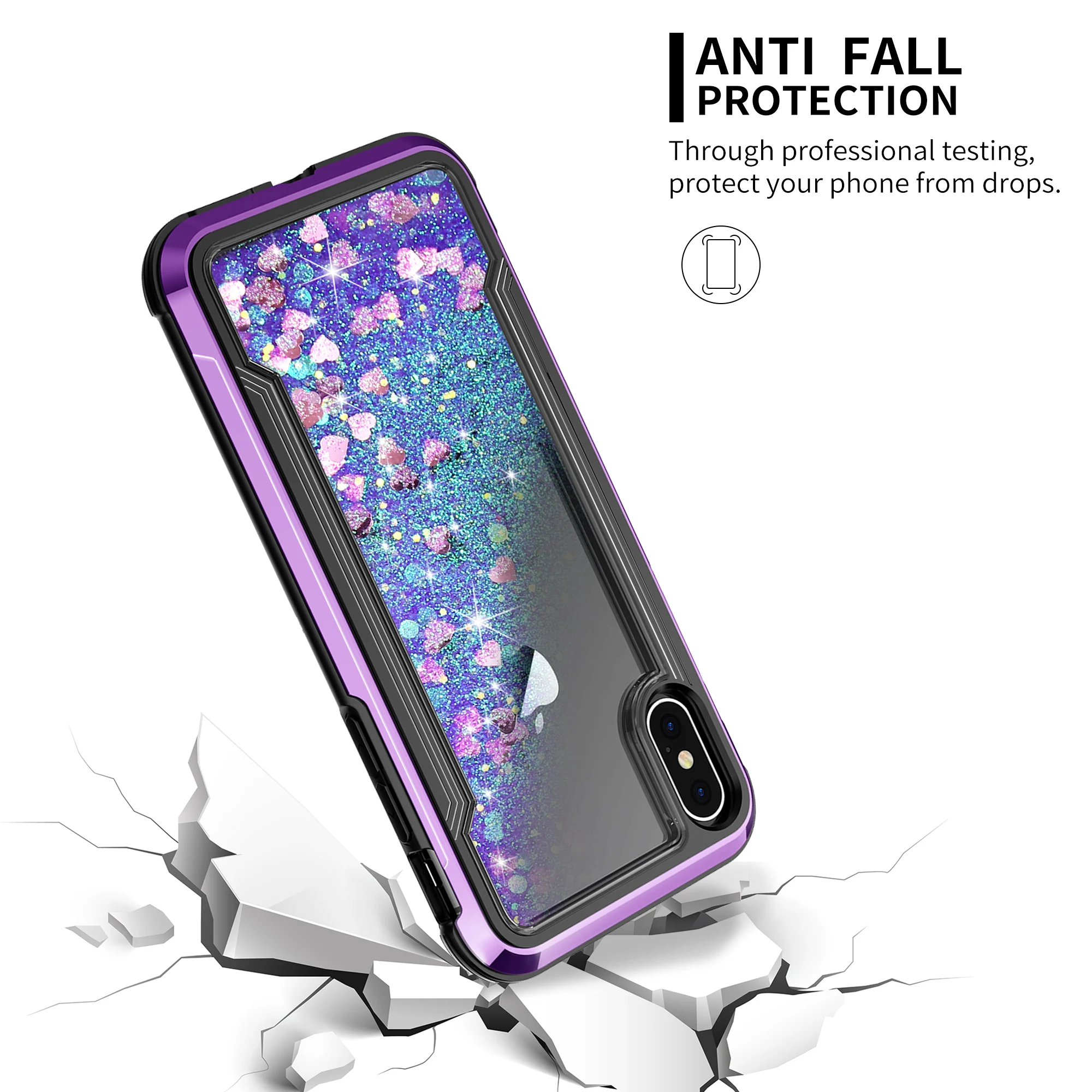 Броня Гибридный ударопрочный каучук бампер чехол для iPhone 11 Pro Max 6 6s 7 8Plus X XS Max XR жидкий сыпучий песок украшение блестки чехол