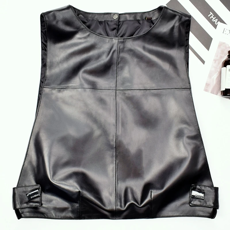 Фото Women Genuine Leather Waistcoat Sheepskin Loose Fit Pullover Sleeveless Jacket Lady Autumn Short Vest Streetwear Tops Женская одежда Women Genuine Leather Waistcoat Sheepskin Loose Fit Pullover Sleeveless Jacket Lady Autumn Short Vest Streetwear Tops Женская одежда