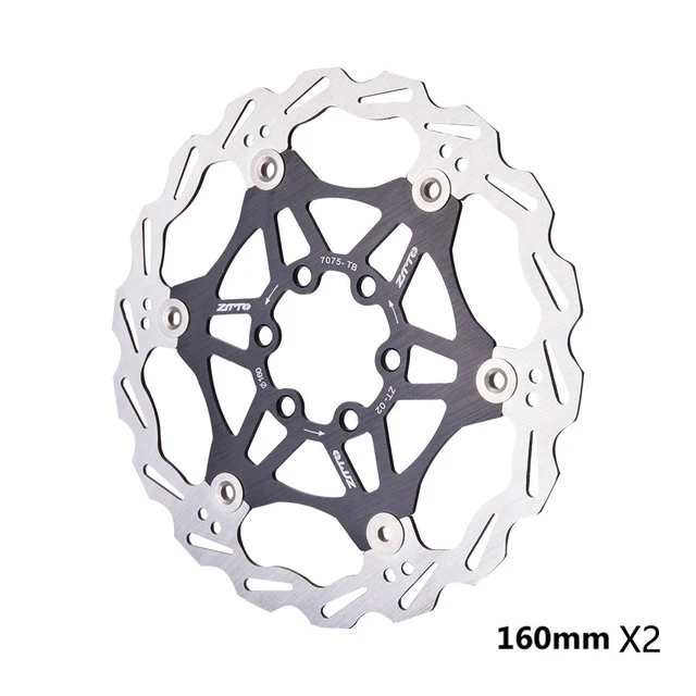 black 160MM 2pcs ZTTO MTB дорожный велосипед дисковый тормоз плавающий ротор 160 мм/180 мм из нержавеющей стали тормозной диск совместимые металлические колодки для MTB дорожный велосипед - Цвет: black 160MM 2pcs