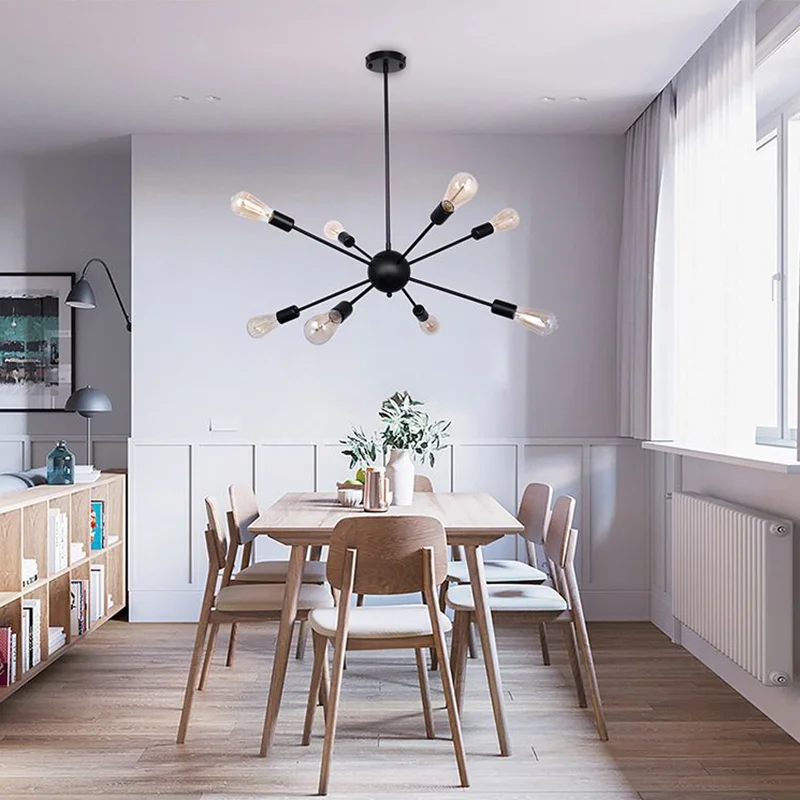 Современный подвесной светильник s 8 лампочек в скандинавском стиле ильник