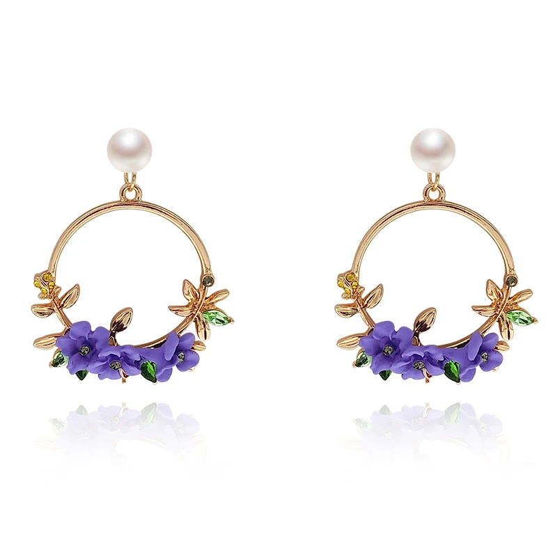 Модные милые серьги Xinwei с фиолетовыми цветами для женщин и девушек женские
