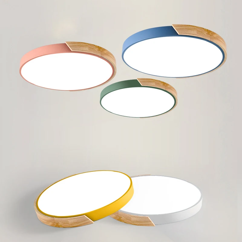 $28.79 Macaron 5cm Ultra-thin LED Ceiling Light For Living Room Dining Room Kid's room Remote Control Wood Ceiling Lamp