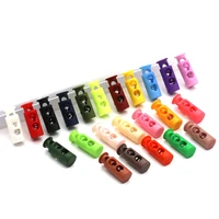 10pcs colorful plastic 2 holes toggle stopper clip cord lock spring stop for sportswear shoes rope diy cord garment accessories