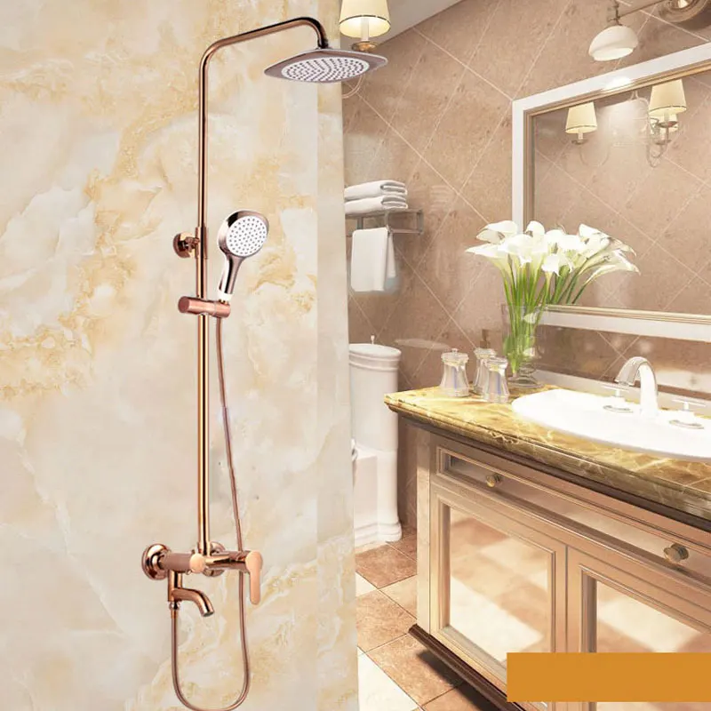 Смеситель для душа настенный золотистый с квадратной головкой кран водопад 8