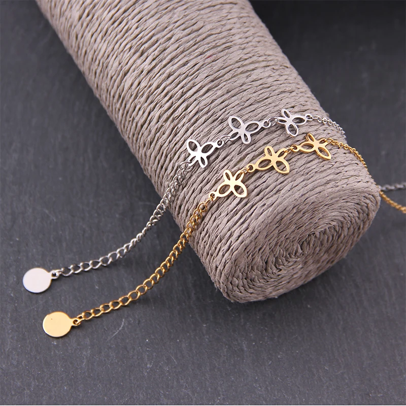 

SUQI new Stainless steel butterfly No fade Bracelets Adjustable size Bangles For Women Girls gold color Bracelets Jewelry gift