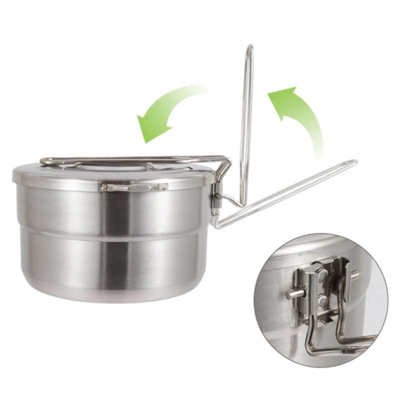 1.5L Открытый Кемпинг Нержавеющая сталь обед горшок Портативный восхождение