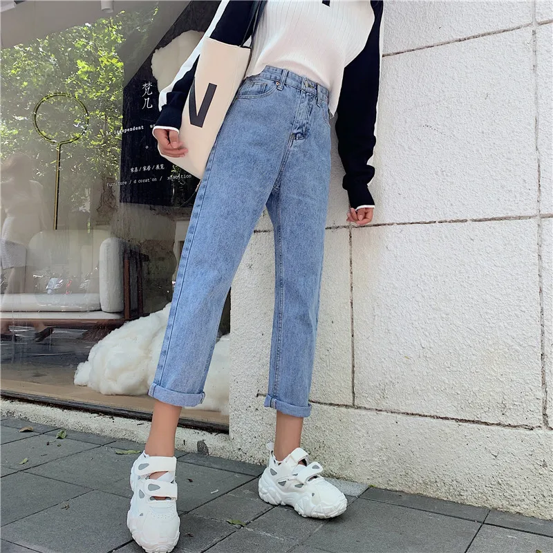 

S-XL Autumn korean style High Waist jeans Lady Casual straight denim jeans womens mom jeans womans (Z8889)