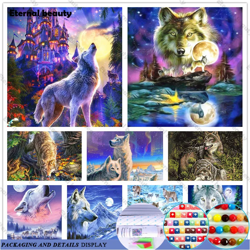 Абстрактная алмазная живопись волк рисунок на холсте картины ручной росписи