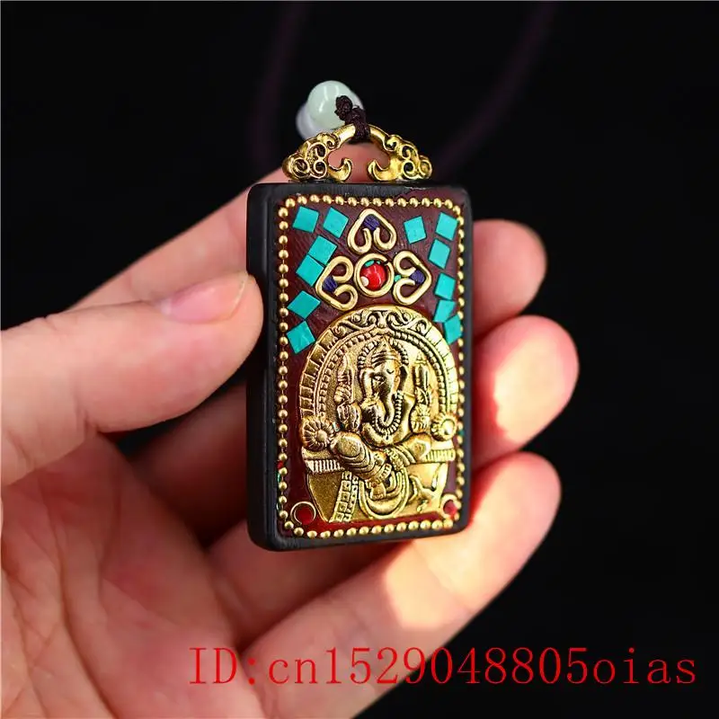 Sandalwood Elephant God Pendant Necklace Collectibles Black Jewelry Natural Gifts Charm Carved Amulet Fashion Chinese | Украшения и