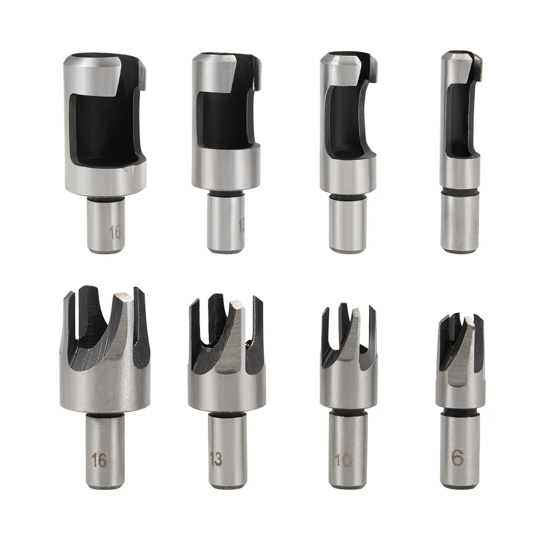 uxcell 8pcs Wood Plug Cutter Drill Bit Set 1/4&rdquo; 3/8&rdquo; 1/2