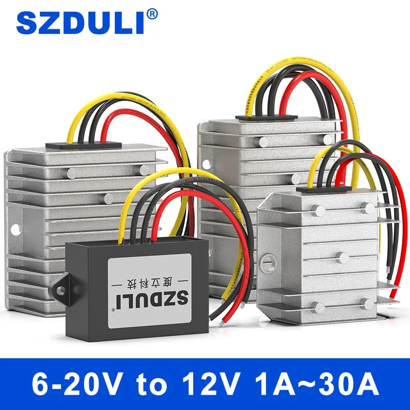 SZDULI 6-20V to 12V 1A 3A 5A 8A 10A 15A 20A DC power converter 12V to 12V automotive automatic voltage regulator