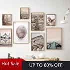 Самоклеящаяся картина, настенная наклейка, известная архитектура, тадж-махал, колозеум, винтажные постеры, картины для путешествий, город, украшение для дома