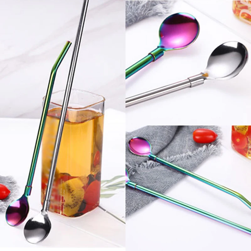 Креативные длинные чайные соломинки из нержавеющей стали экологически чистые