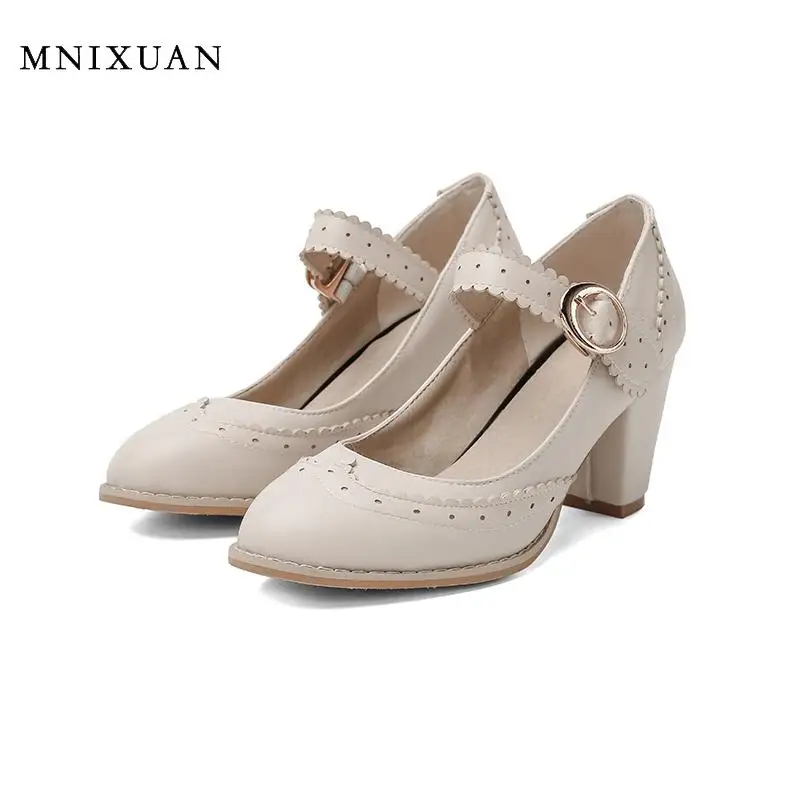 

MNIXUAN Shoes Woman pumps High Heel Mary Jane Shoes 2020 new round toe Square white high Heels Wedding Bridal Shoes size 13 blue